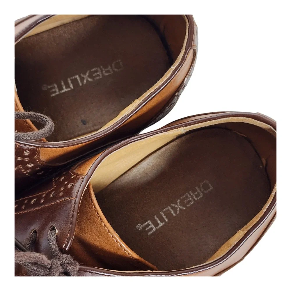 Drexlite Hunter Mens Brown Two Tone Wingtip Brogue Oxford Dress Shoes Size 10M